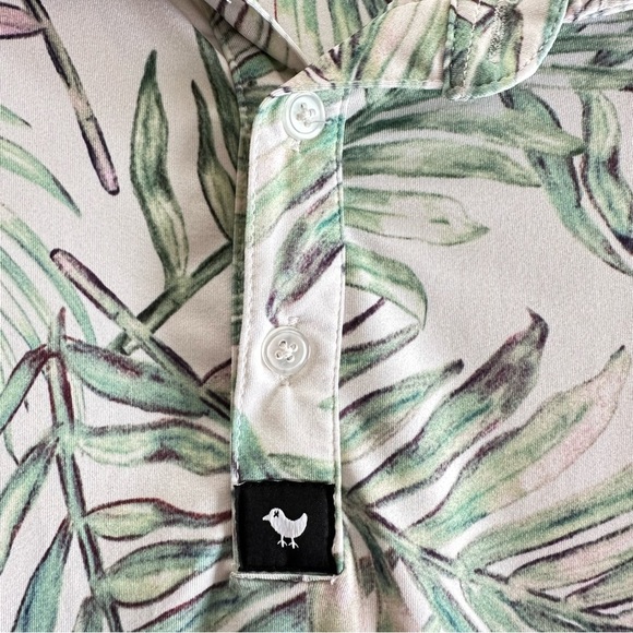 Bad Birdie Men's Golf Polo Shirt Incognito All Over Palm Leaf Print Size Med EUC - Picture 6 of 9